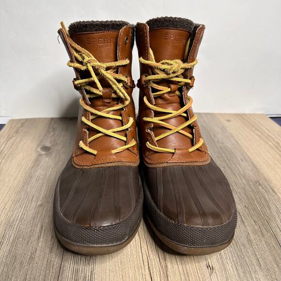 Sperry Men's Cold Bay Duck Boots Tan Leather Waterproof Insulated Vibram Sole 8 - Picture 3 of 11